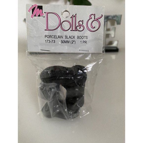 Doll & Supplies Other - Vintage 2 In Black Porcelain Doll Boots by Dolls & Supplies in Original Bag